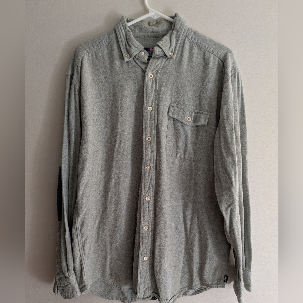 Vineyard Vines Crosby Shirt Gray With Blue Elbow Patches Large